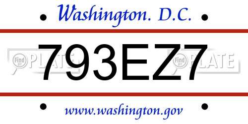 793EZ7 District Of Columbia License Plate