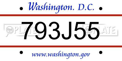 793J55 District Of Columbia License Plate