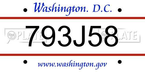 793J58 District Of Columbia License Plate