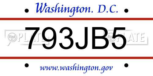 793JB5 District Of Columbia License Plate