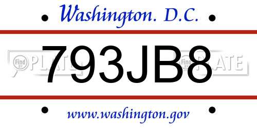 793JB8 District Of Columbia License Plate