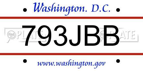 793JBB District Of Columbia License Plate
