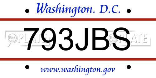 793JBS District Of Columbia License Plate