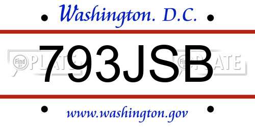 793JSB District Of Columbia License Plate