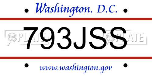 793JSS District Of Columbia License Plate