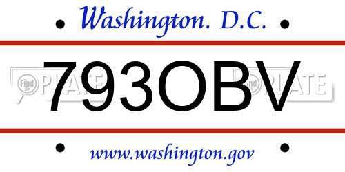 793OBV District Of Columbia License Plate