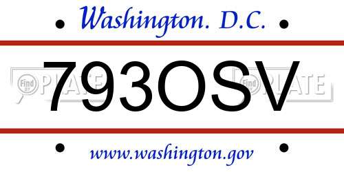 793OSV District Of Columbia License Plate