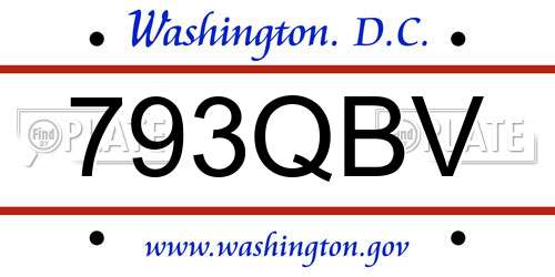 793QBV District Of Columbia License Plate