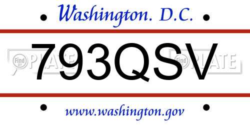 793QSV District Of Columbia License Plate