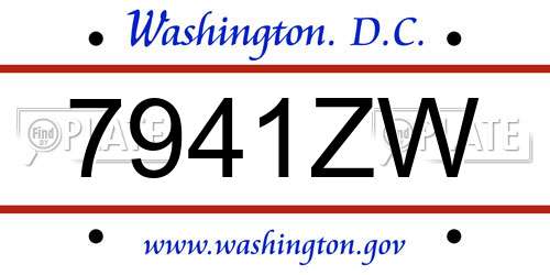 7941ZW District Of Columbia License Plate
