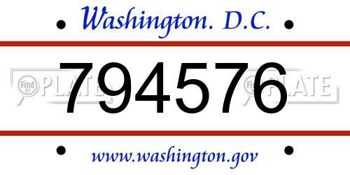 794576 District Of Columbia License Plate