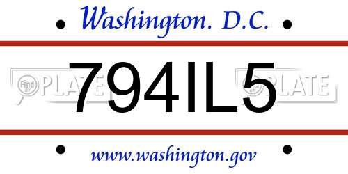 794IL5 District Of Columbia License Plate