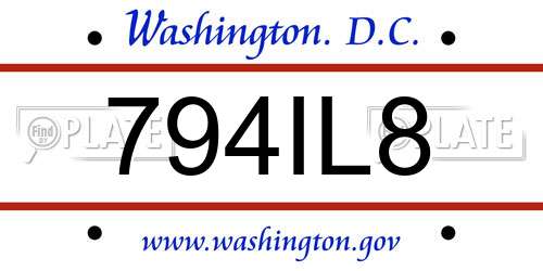 794IL8 District Of Columbia License Plate