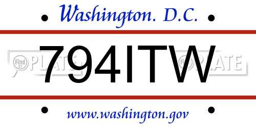 794ITW District Of Columbia License Plate