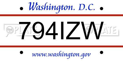 794IZW District Of Columbia License Plate