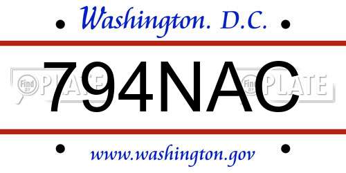 794NAC District Of Columbia License Plate