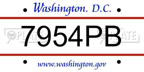 7954PB District Of Columbia License Plate