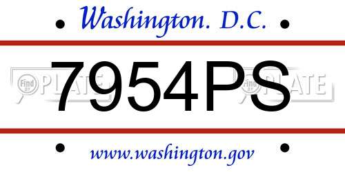7954PS District Of Columbia License Plate