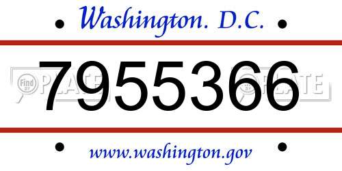 7955366 District Of Columbia License Plate