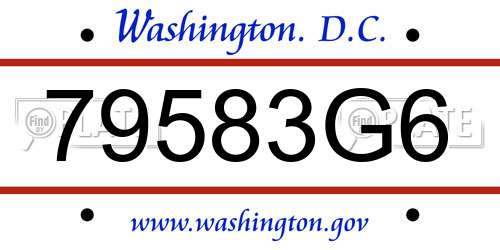 79583G6 District Of Columbia License Plate