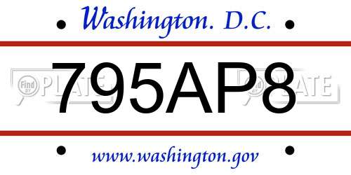 795AP8 District Of Columbia License Plate
