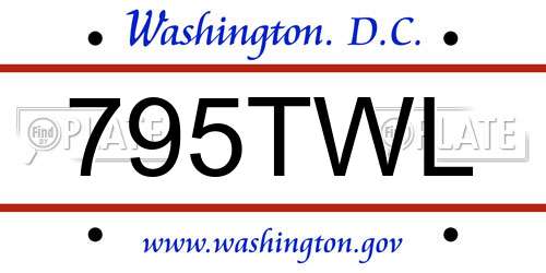 795TWL District Of Columbia License Plate