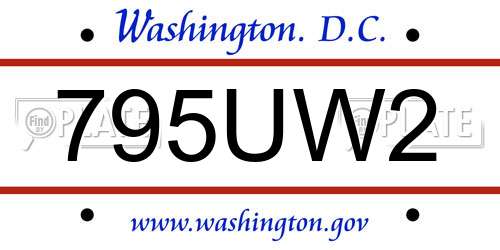 795UW2 District Of Columbia License Plate