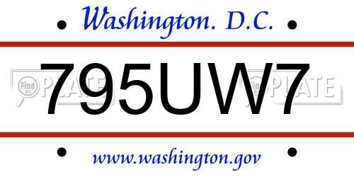 795UW7 District Of Columbia License Plate