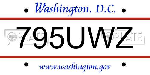 795UWZ District Of Columbia License Plate