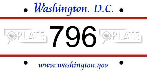 796 District Of Columbia License Plate