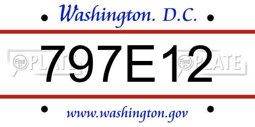 797E12 District Of Columbia License Plate