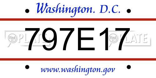 797E17 District Of Columbia License Plate