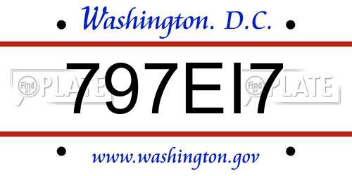 797EI7 District Of Columbia License Plate