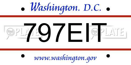 797EIT District Of Columbia License Plate