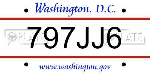 797JJ6 District Of Columbia License Plate