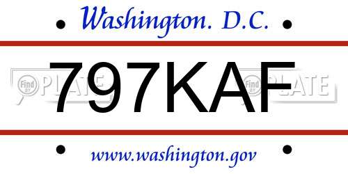 797KAF District Of Columbia License Plate