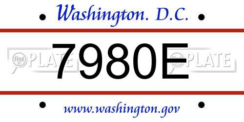 7980E District Of Columbia License Plate