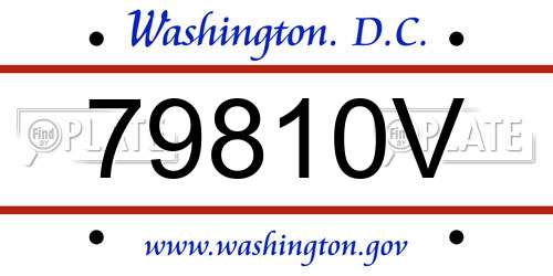 79810V District Of Columbia License Plate