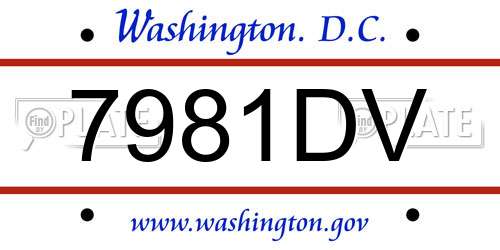 7981DV District Of Columbia License Plate