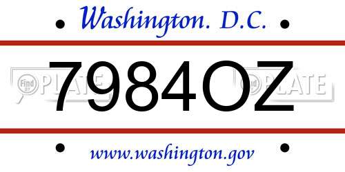 7984OZ District Of Columbia License Plate