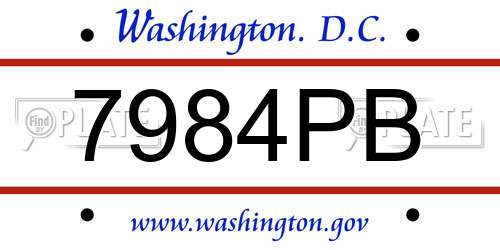 7984PB District Of Columbia License Plate
