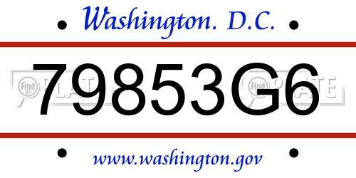 79853G6 District Of Columbia License Plate