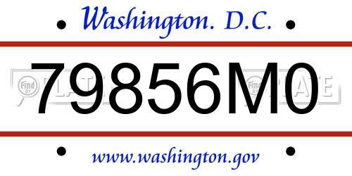 79856M0 District Of Columbia License Plate