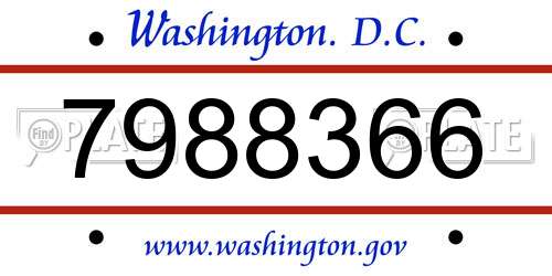7988366 District Of Columbia License Plate