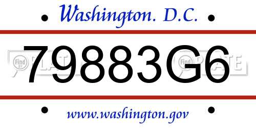 79883G6 District Of Columbia License Plate