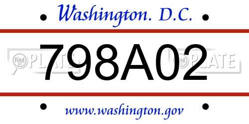 798A02 District Of Columbia License Plate