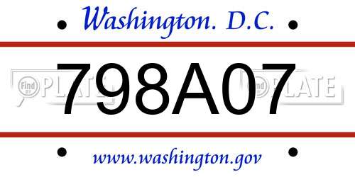 798A07 District Of Columbia License Plate