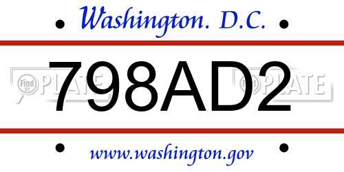 798AD2 District Of Columbia License Plate