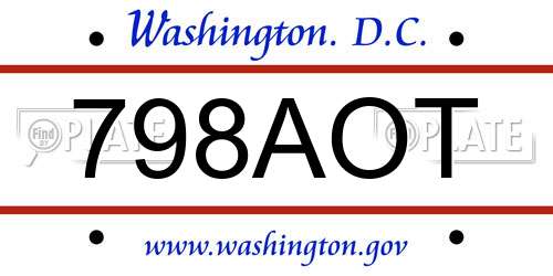 798AOT District Of Columbia License Plate