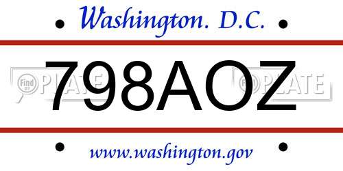798AOZ District Of Columbia License Plate
